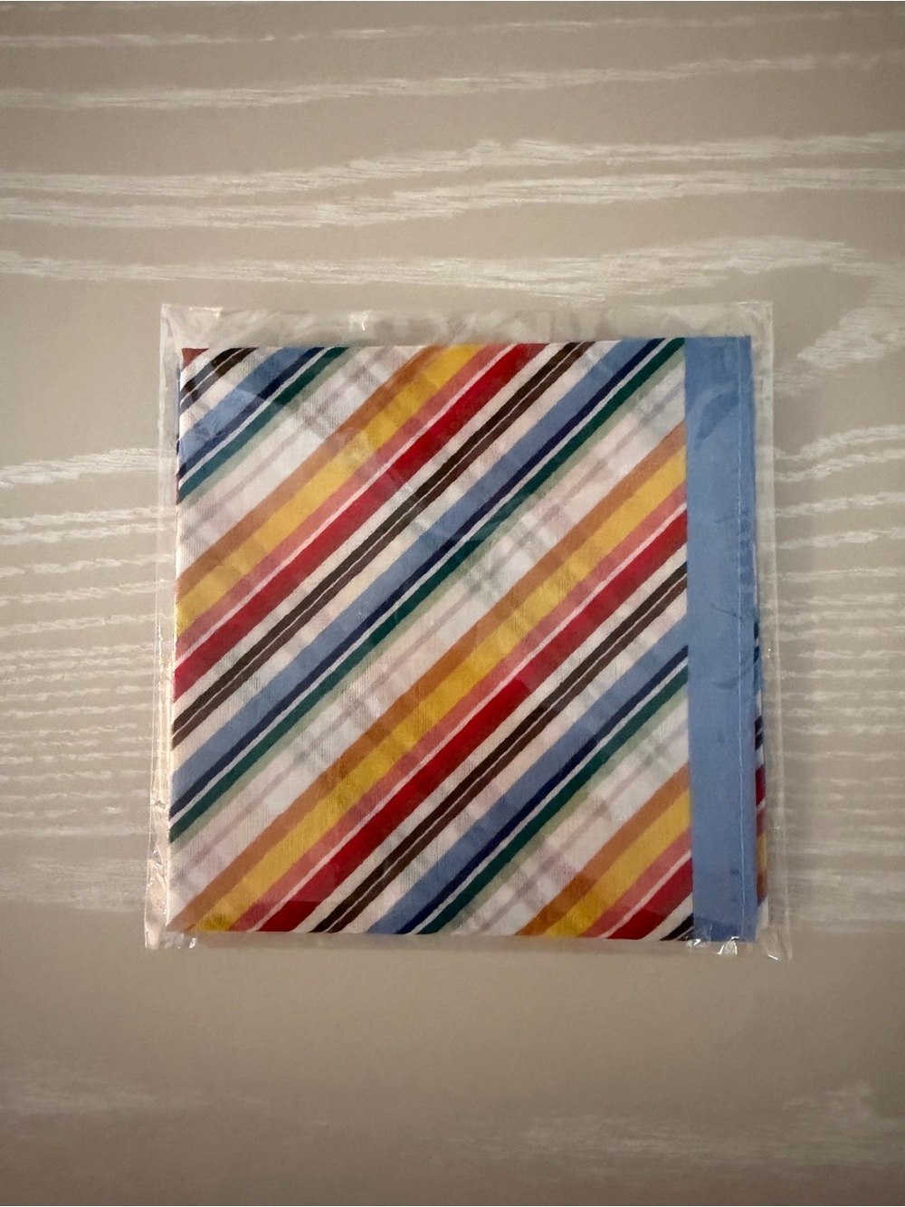The Foggy Dog Striped Multicolor Dog Bandana - Blue Trim